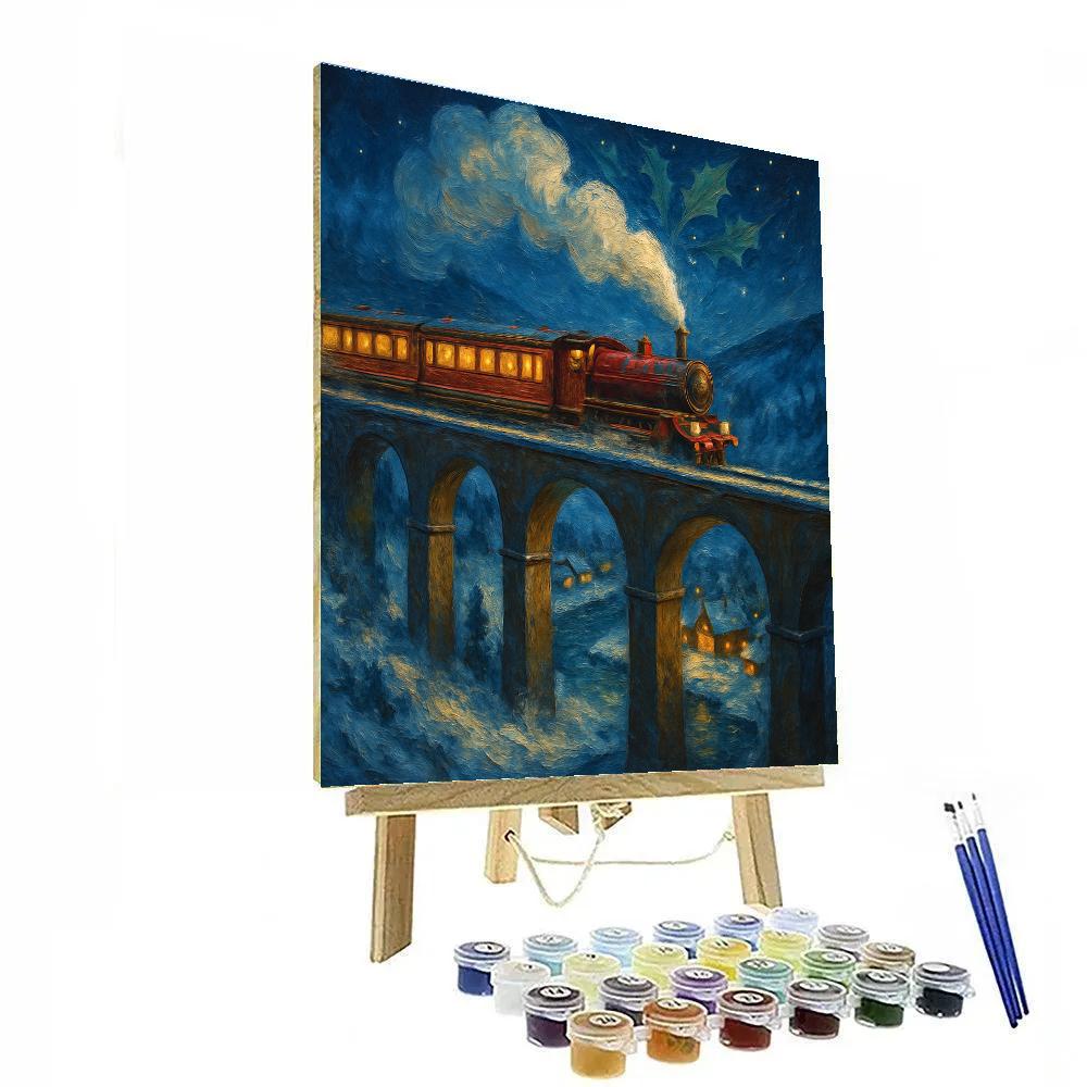 Winter Express Over Christmas Viaduct Painting by numbers kit
