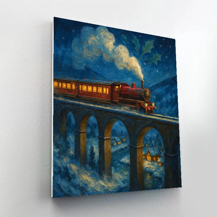 Winter Express Over Christmas Viaduct Painting by numbers kit