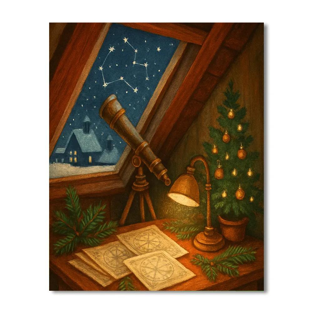 Christmas Attic Observatory paint by color
