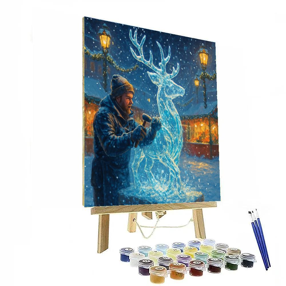 Christmas Ice Sculptor On Frozen Square Numbered painting kits