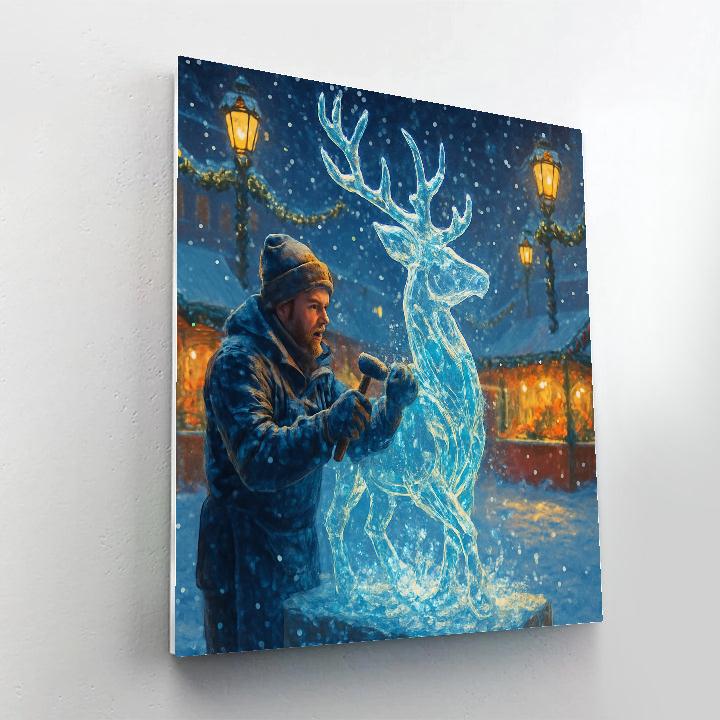 Christmas Ice Sculptor On Frozen Square Numbered painting kits