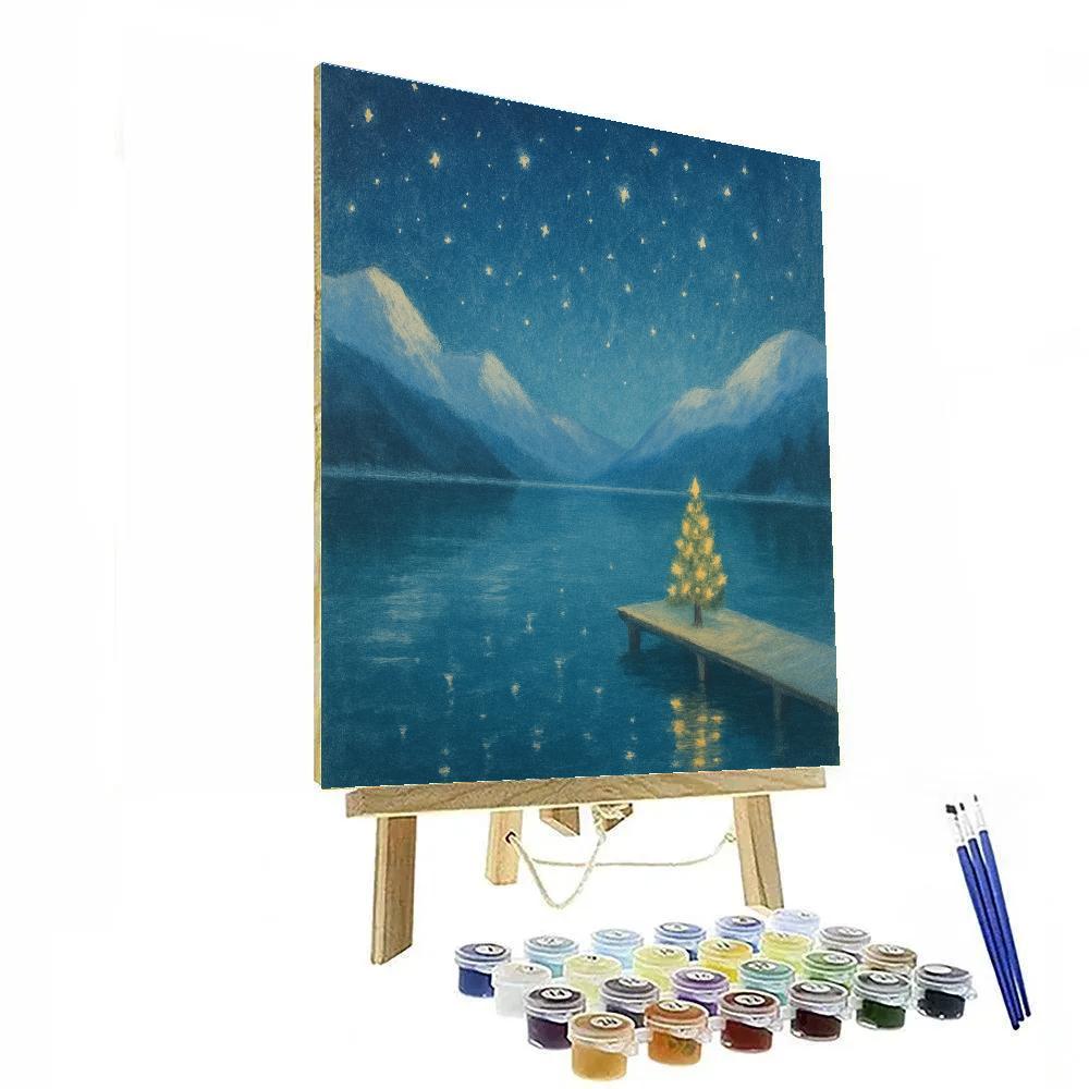 Holiday Starglow Over Alpine Lake paint by numbers
