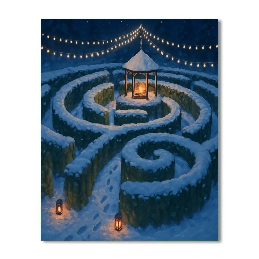 Christmas Hedge Maze With Lantern Trail Number painting
