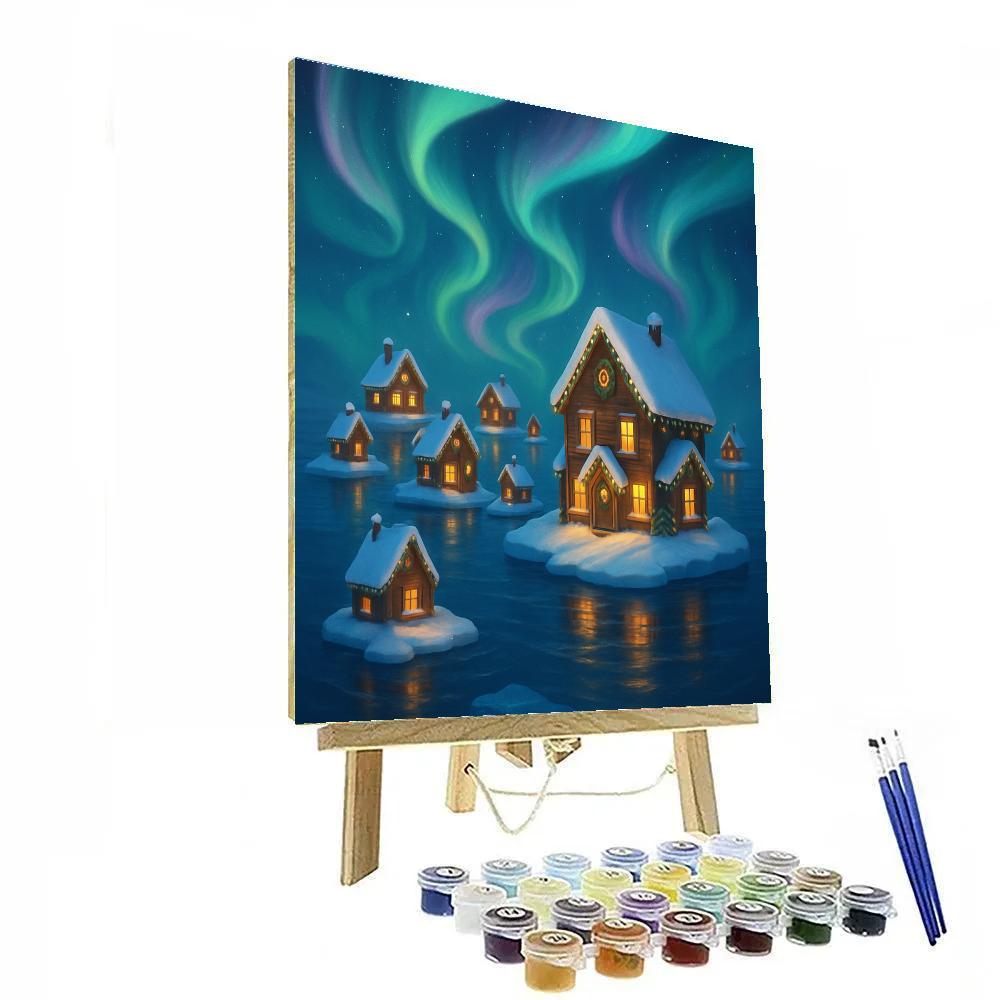 Polar Aurora Village On Icebergs DIY paint by numbers