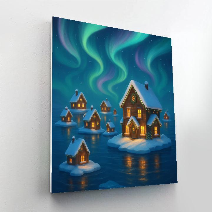 Polar Aurora Village On Icebergs DIY paint by numbers