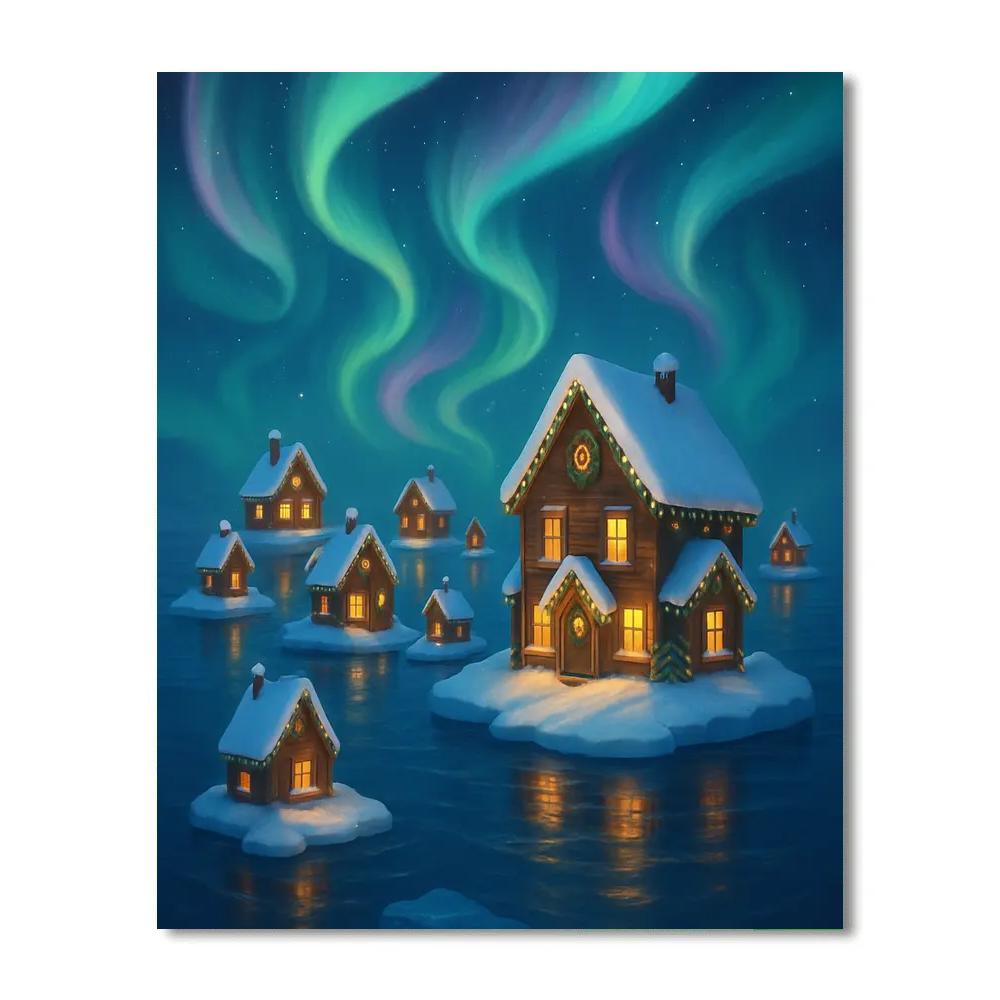 Polar Aurora Village On Icebergs DIY paint by numbers