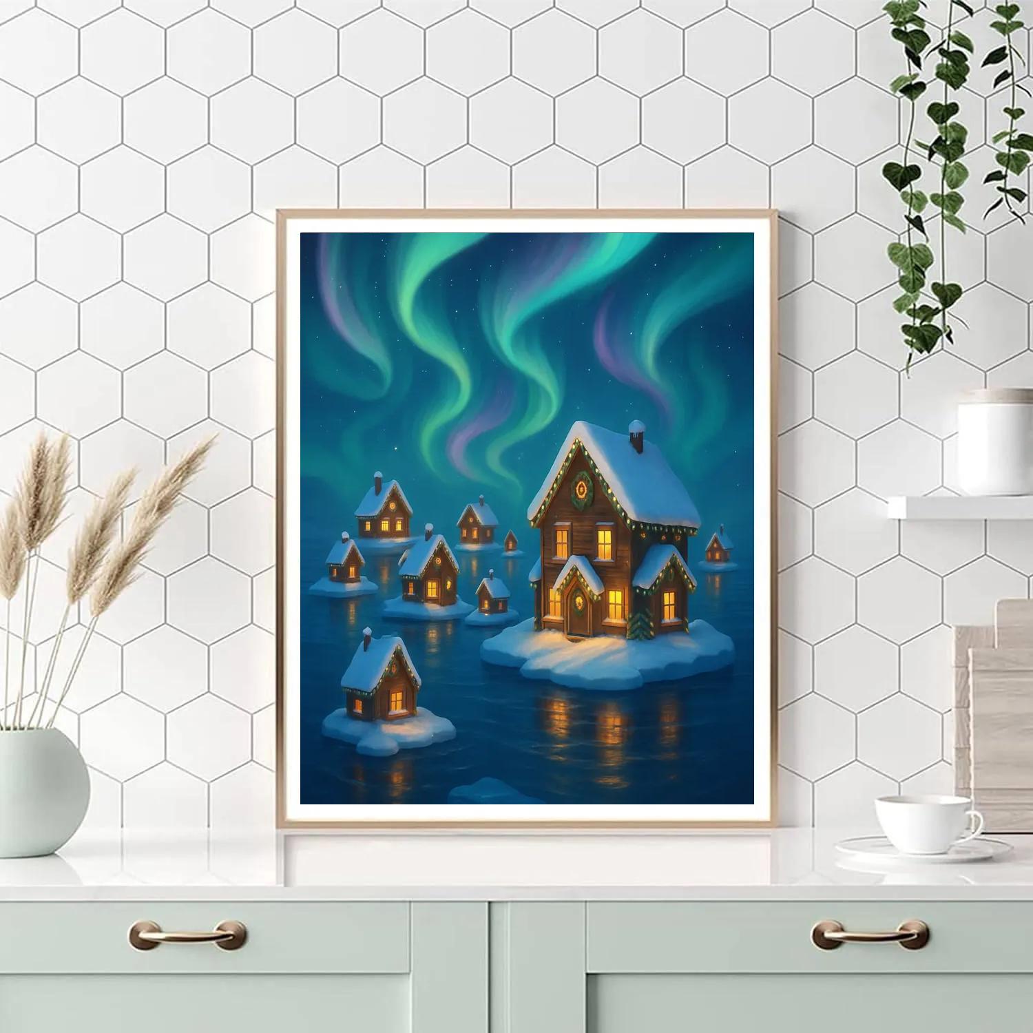 Polar Aurora Village On Icebergs DIY paint by numbers