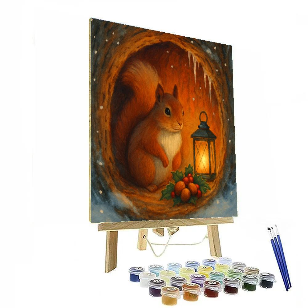 Christmas Squirrel In Lantern Hollow Paint by numbers kits