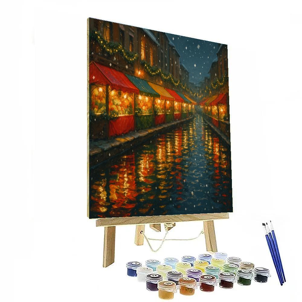 Holiday Market Canal Reflections Number painting