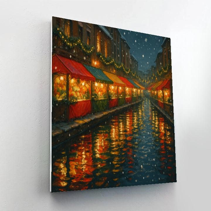 Holiday Market Canal Reflections Number painting