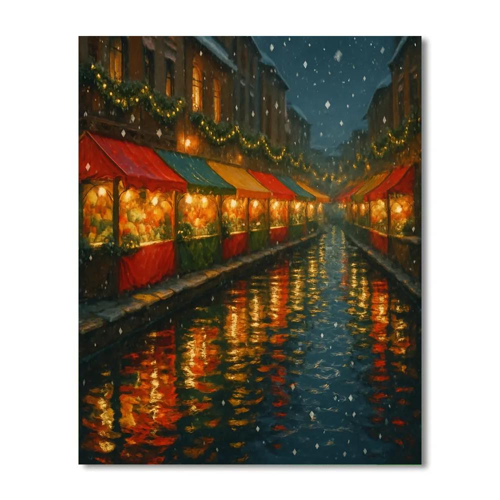 Holiday Market Canal Reflections Number painting