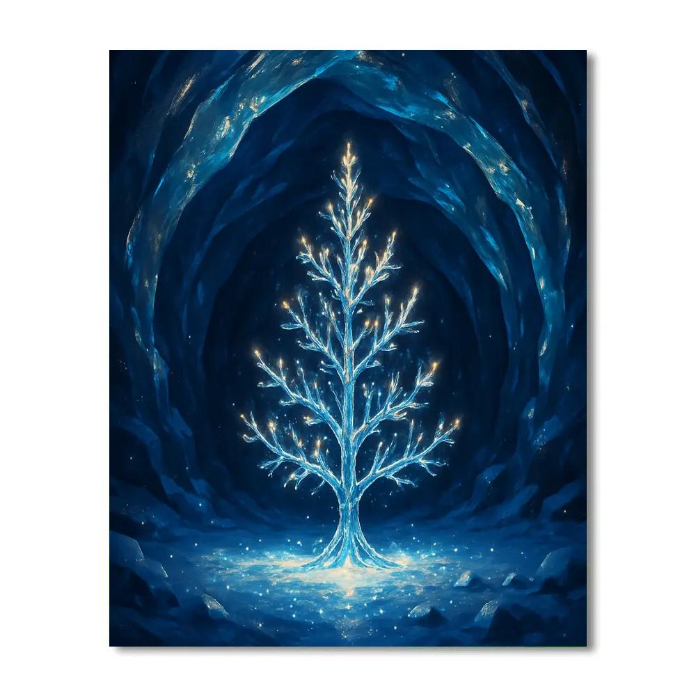 Christmas Ice Cave With Crystal Tree Number painting