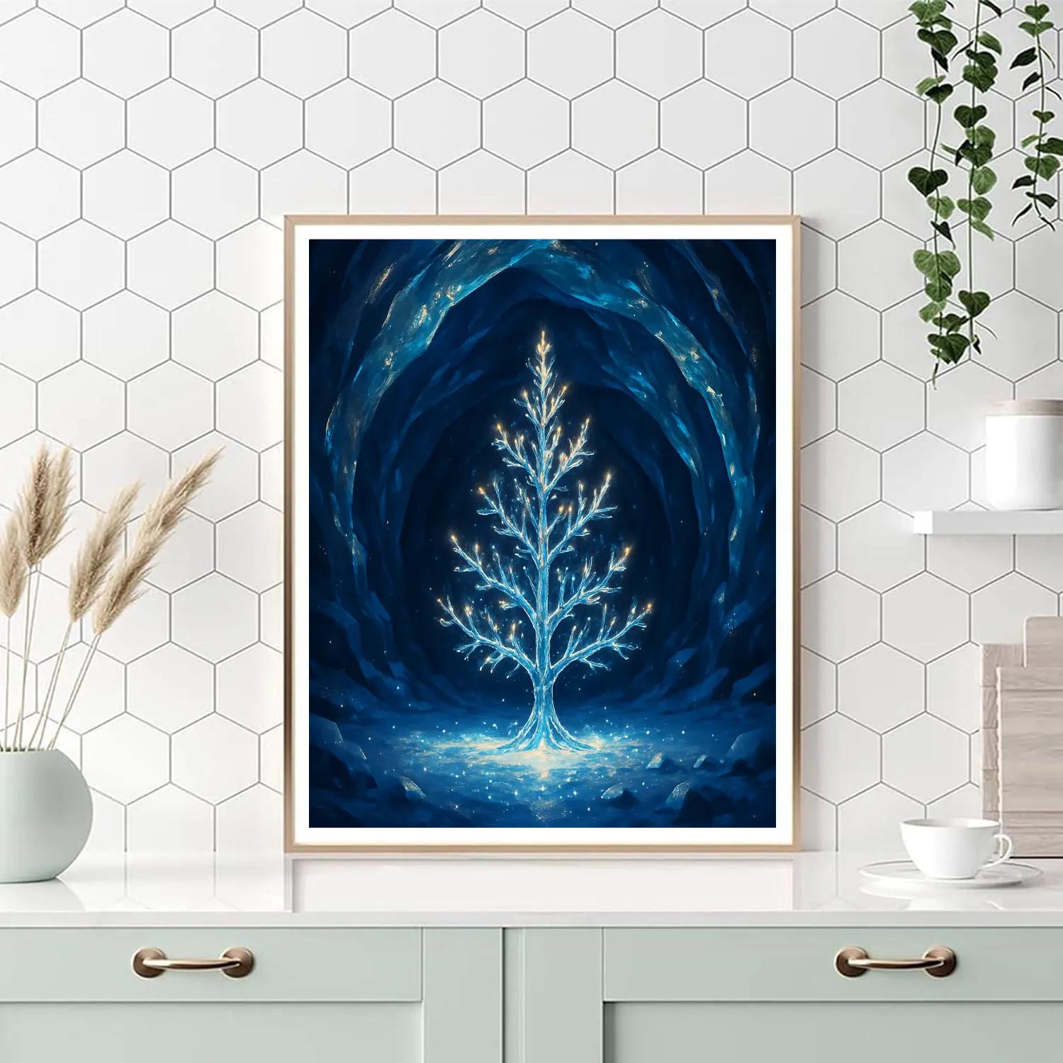 Christmas Ice Cave With Crystal Tree Number painting