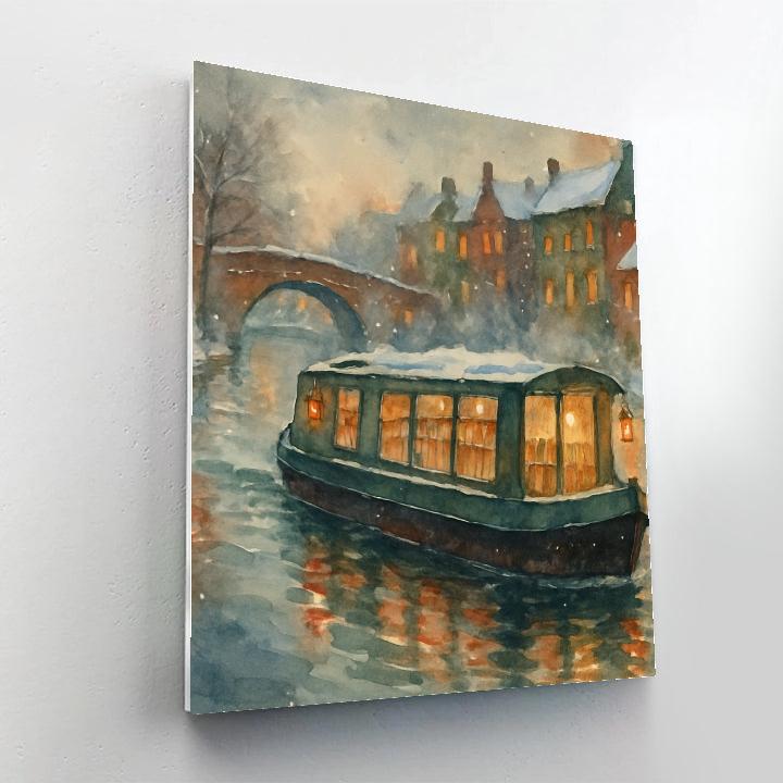 Christmas Lantern Library Barge paint by number