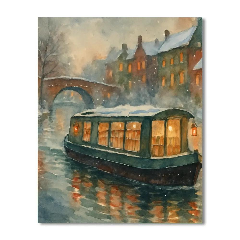 Christmas Lantern Library Barge paint by number