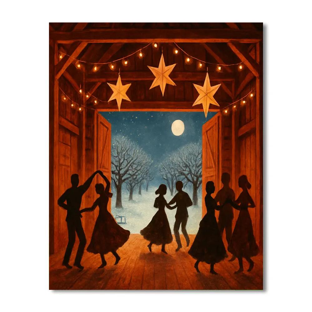 Christmas Orchard Barn Dance Numbered painting kits