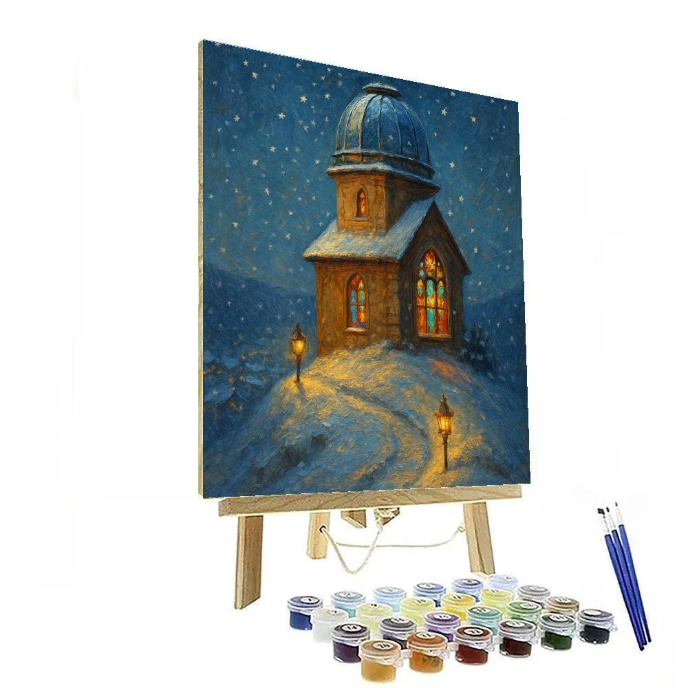 Snowflake Observatory On Hilltop Chapel paint by color