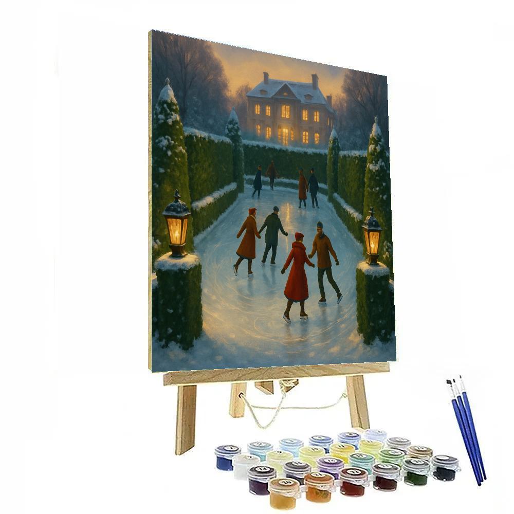 Christmas Garden Skating Rink Painting by numbers kit