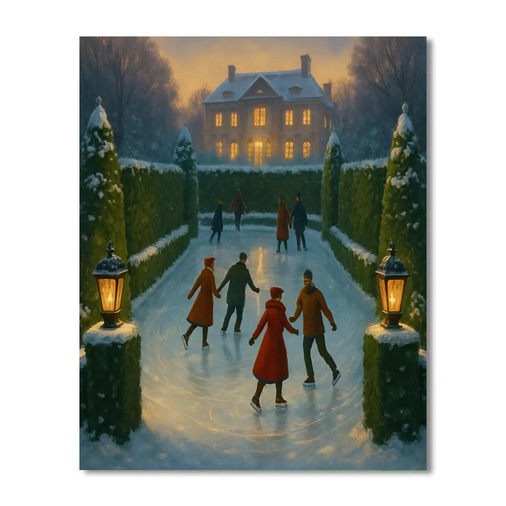 Christmas Garden Skating Rink Painting by numbers kit
