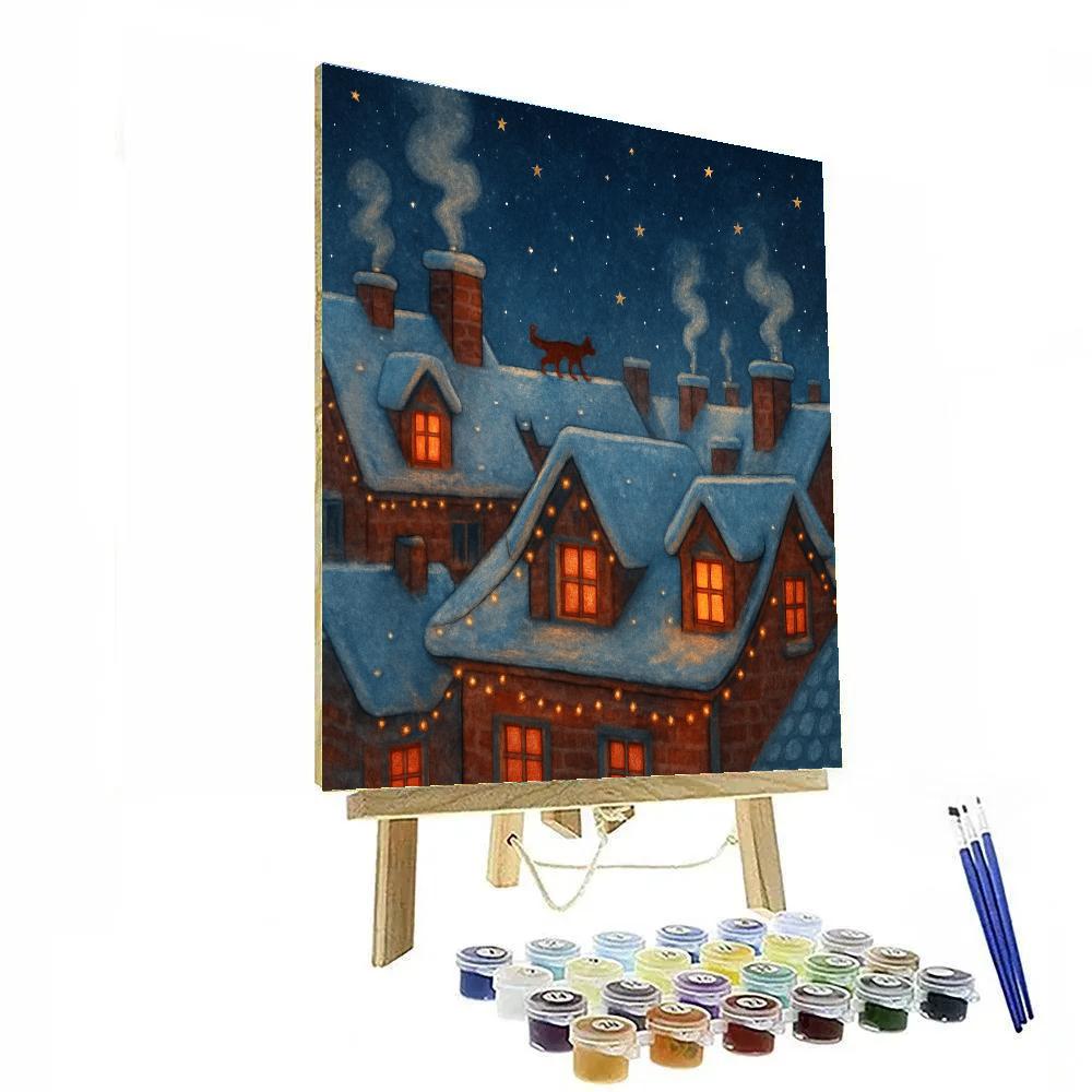Christmas Night On Frozen Rooftops Numbered painting kits
