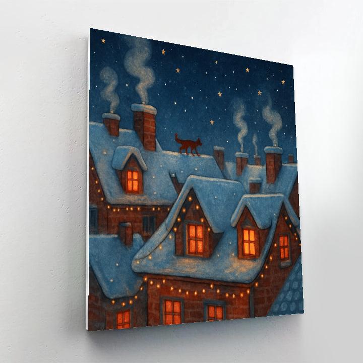 Christmas Night On Frozen Rooftops Numbered painting kits