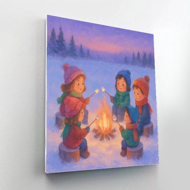 Holiday Marshmallow Campfire On Snowfield DIY paint by numbers
