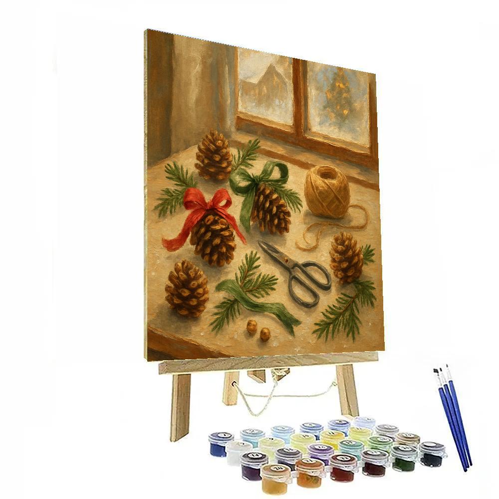 Christmas Pinecone Workshop Table DIY paint by numbers