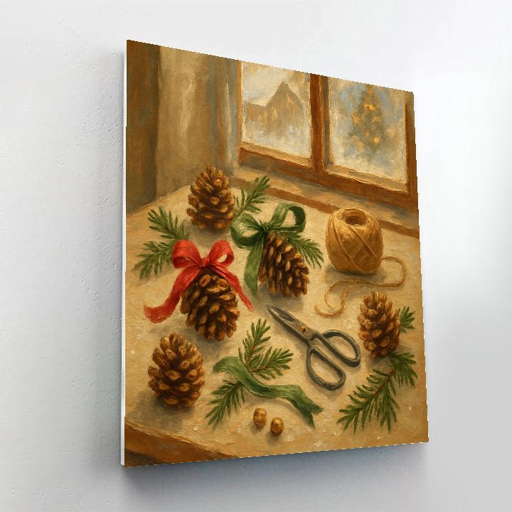 Christmas Pinecone Workshop Table DIY paint by numbers