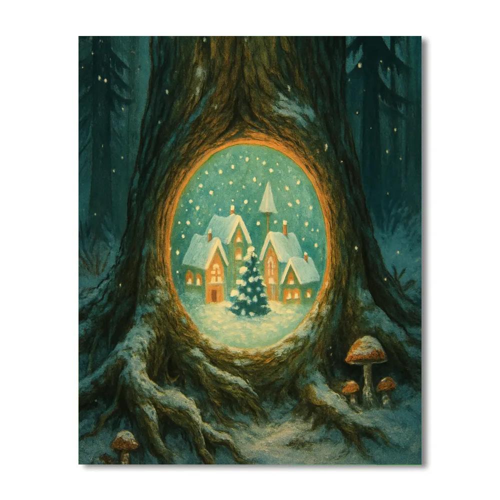Christmas Portal In Forest Hollow paint by number