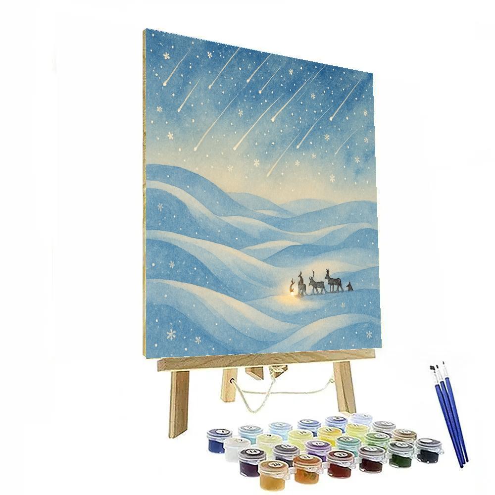 Christmas Starfall Over Frozen Dunes paint by color