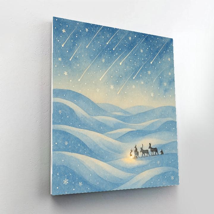 Christmas Starfall Over Frozen Dunes paint by color