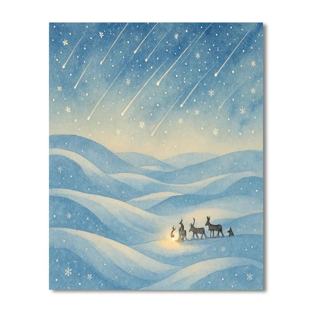 Christmas Starfall Over Frozen Dunes paint by color