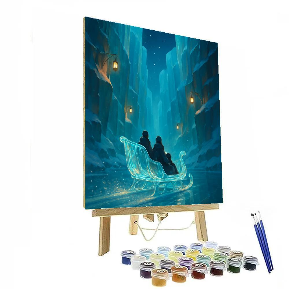 Crystal Sleigh Ride Through Winter Canyon Painting by numbers kit