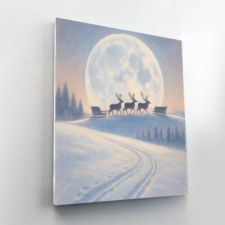 Reindeer Caravan At Frosted Moonrise Paint by numbers kits