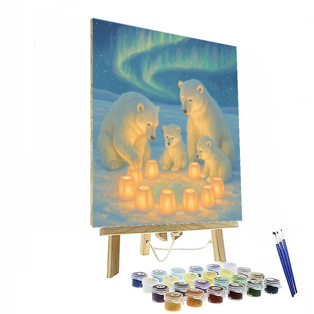 Polar Bears Decorating Snow Lanterns DIY paint by numbers