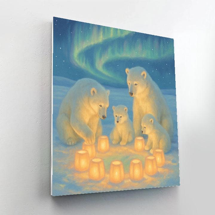 Polar Bears Decorating Snow Lanterns DIY paint by numbers