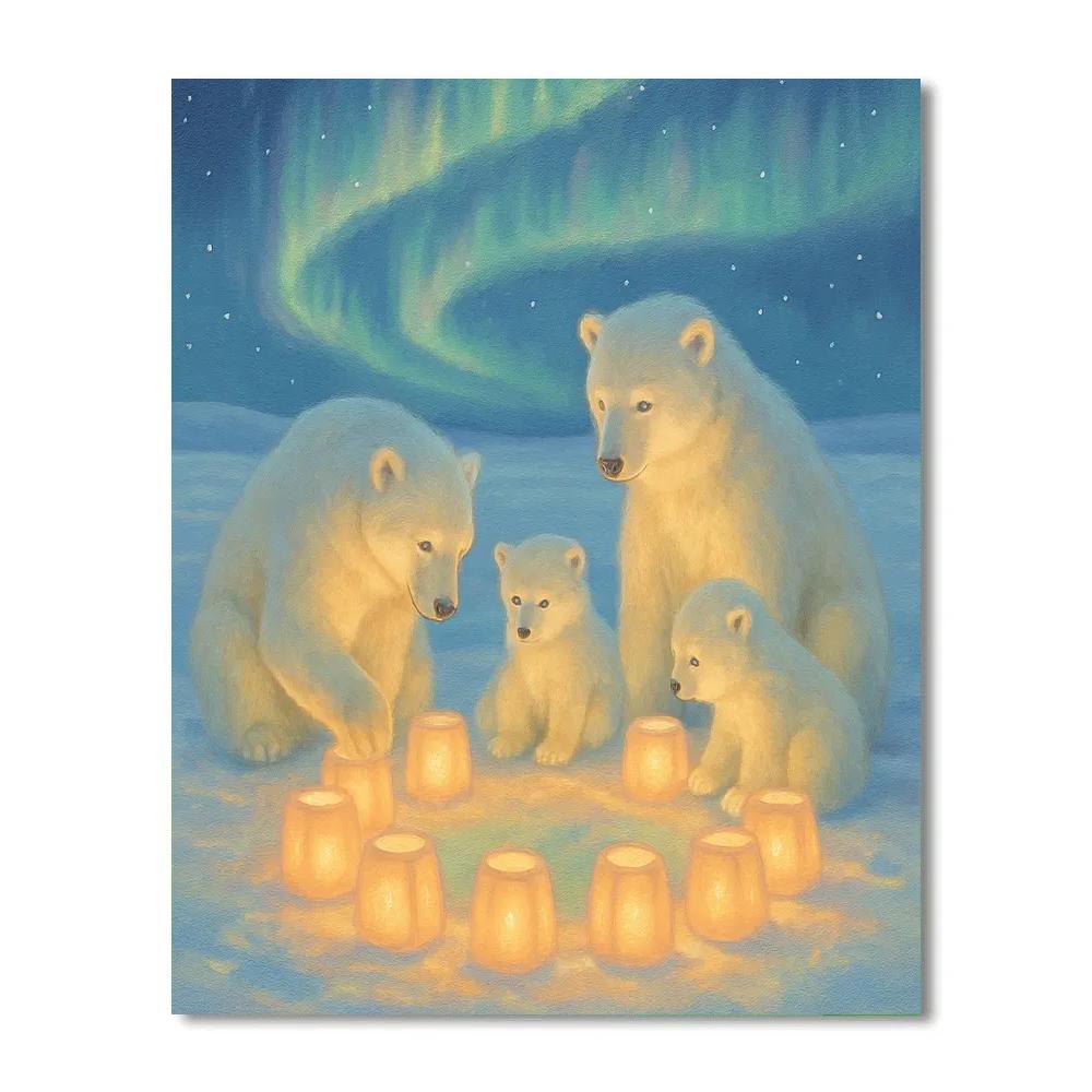 Polar Bears Decorating Snow Lanterns DIY paint by numbers