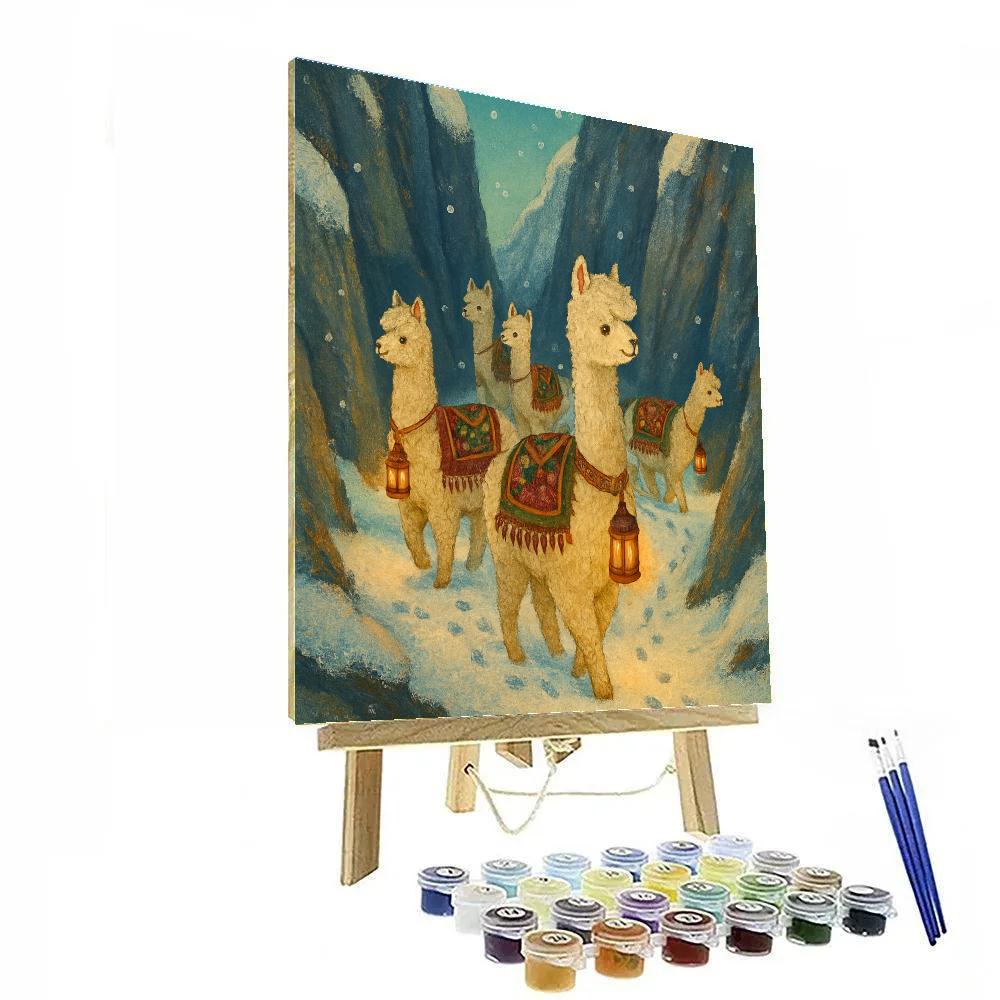 Holiday Alpaca Caravan In Mountain Pass paint by number