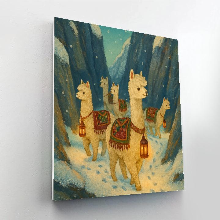 Holiday Alpaca Caravan In Mountain Pass paint by number