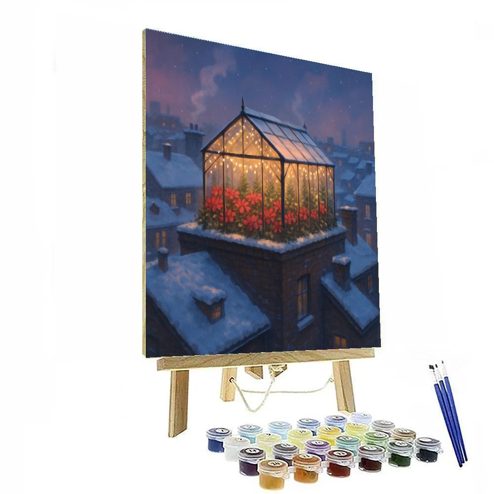 Holiday Greenhouse On City Rooftop Paint by numbers art