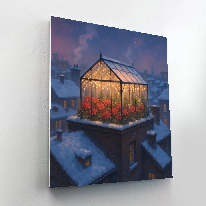 Holiday Greenhouse On City Rooftop Paint by numbers art