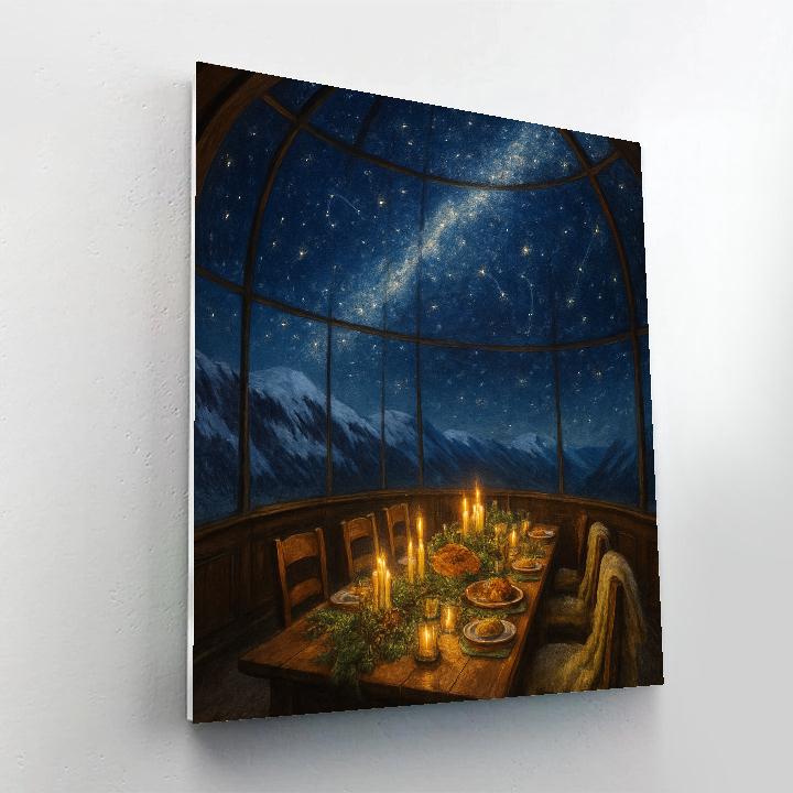 Snowy Mountain Observatory Christmas Feast paint by color