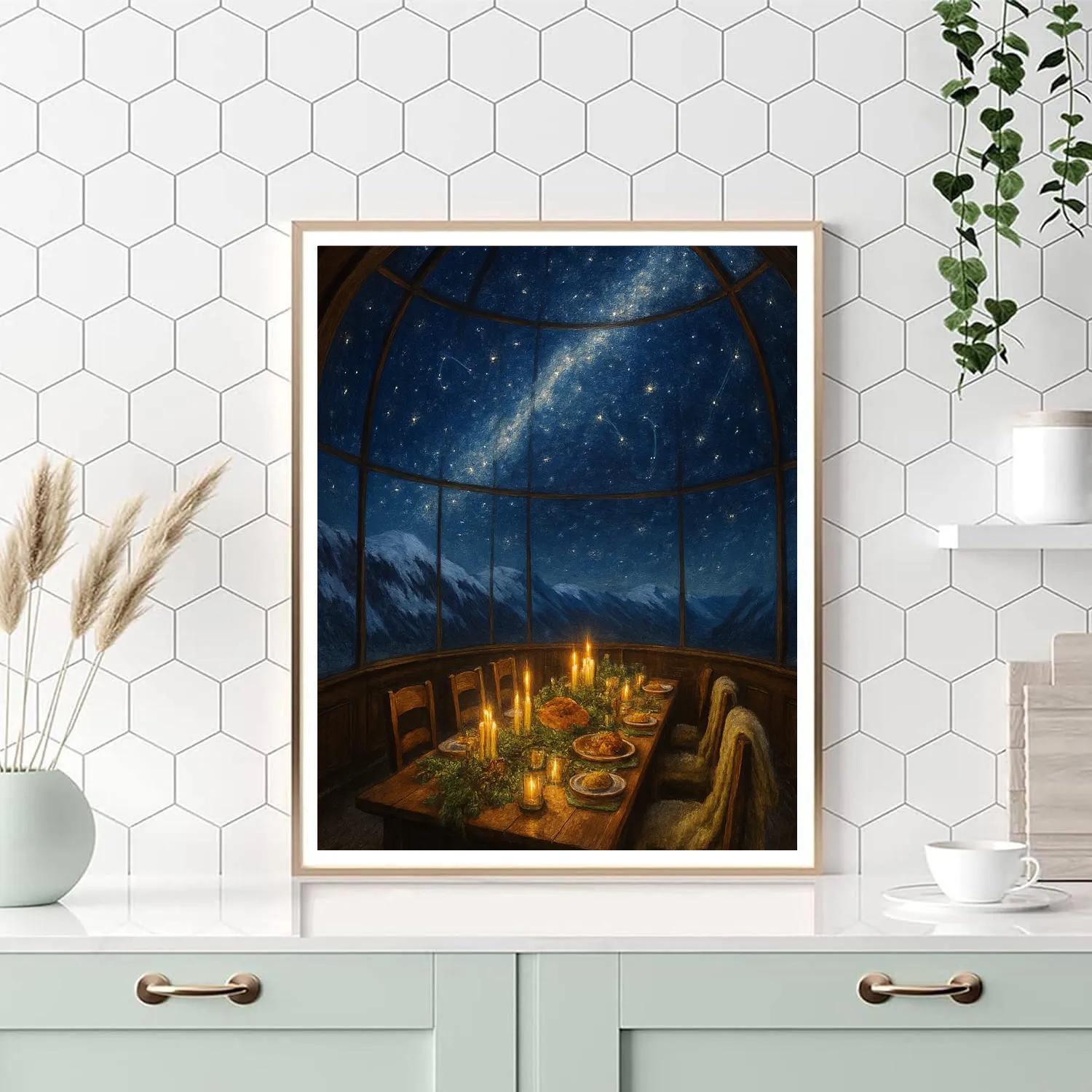 Snowy Mountain Observatory Christmas Feast paint by color