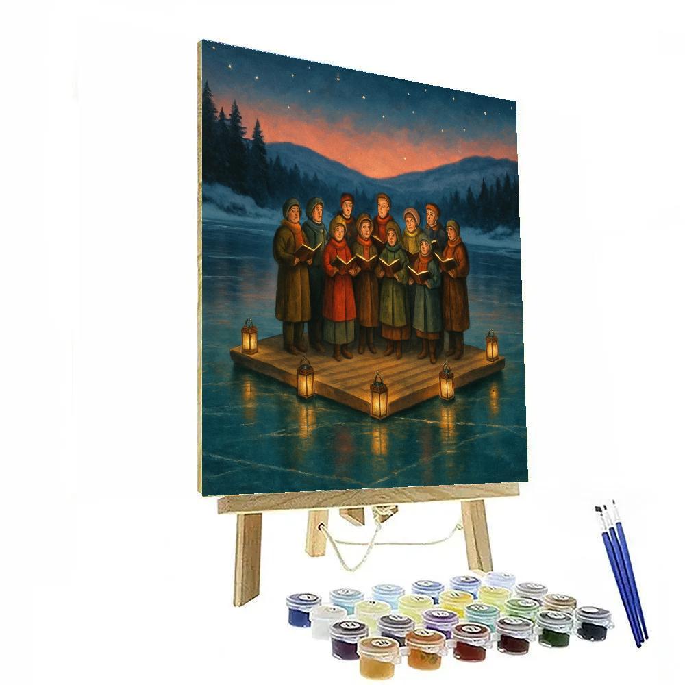Winter Choir On Frozen Lake Stage Paint by numbers kits
