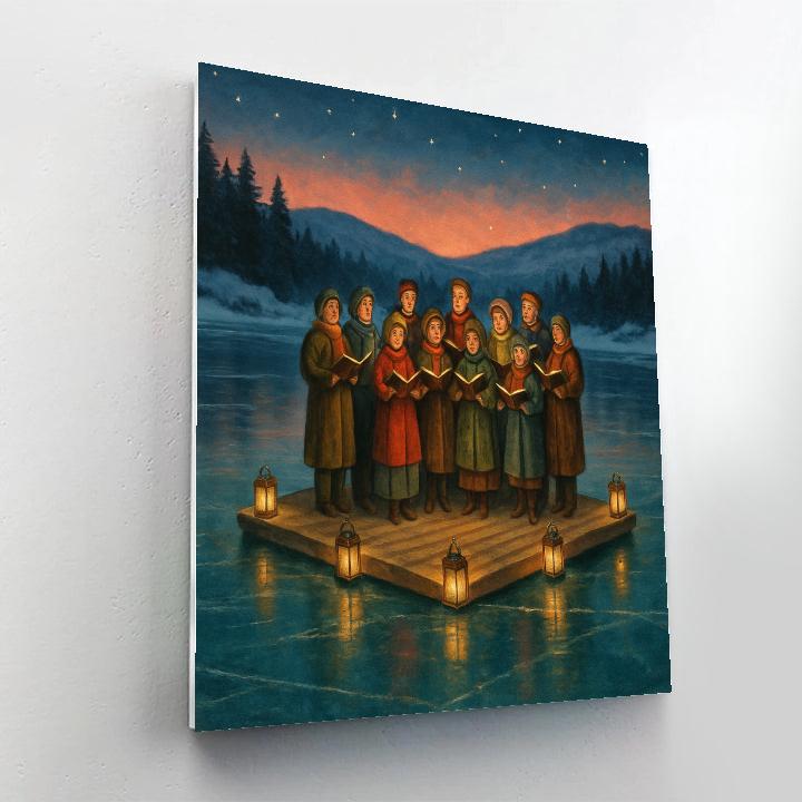 Winter Choir On Frozen Lake Stage Paint by numbers kits