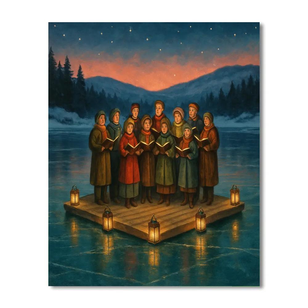 Winter Choir On Frozen Lake Stage Paint by numbers kits
