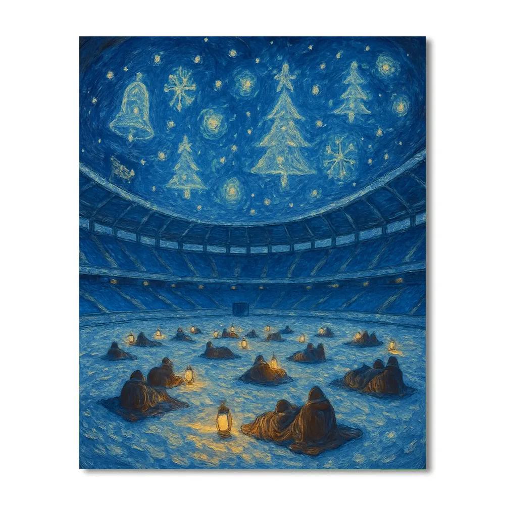 Holiday Stargazing In Snowy Stadium Painting by numbers kit