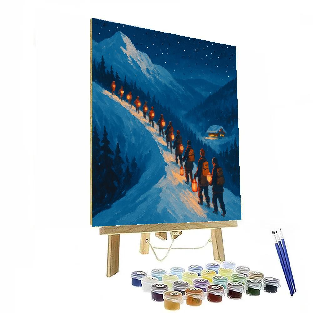 Christmas Lantern Parade On Mountain Ridge Paint by numbers art