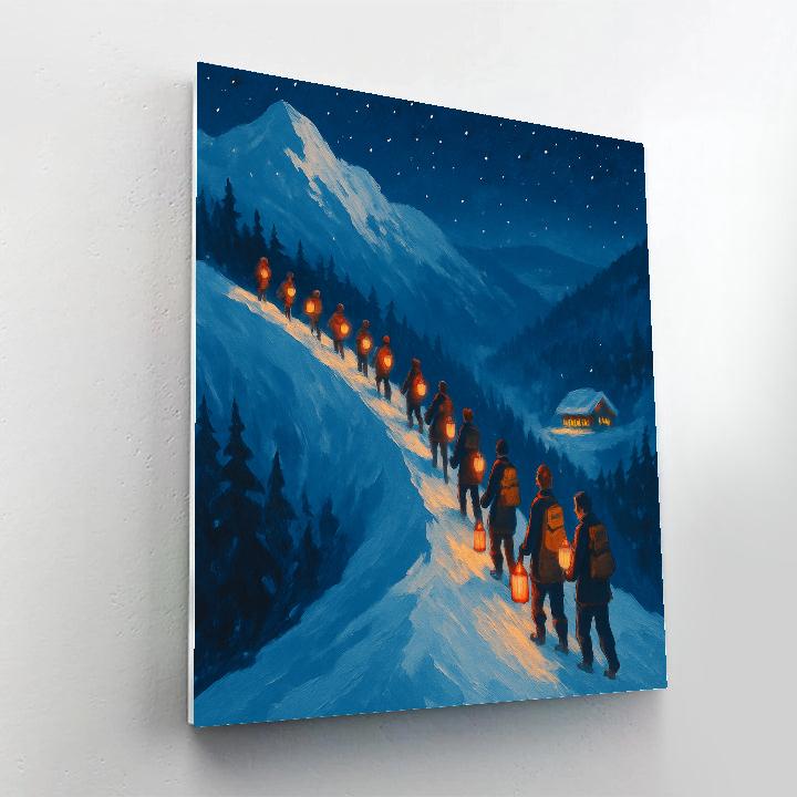 Christmas Lantern Parade On Mountain Ridge Paint by numbers art