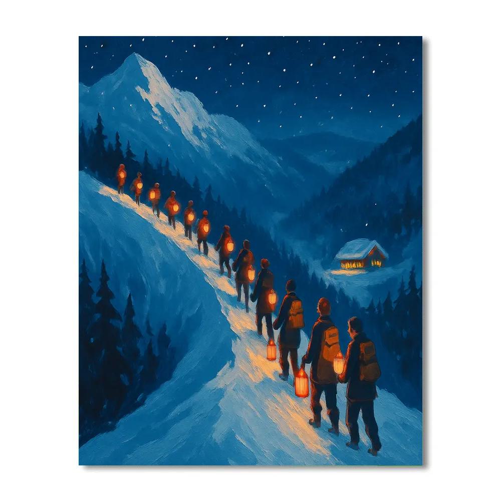 Christmas Lantern Parade On Mountain Ridge Paint by numbers art